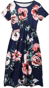 img 3 attached to LYXIOF Floral Dresses with Convenient Pockets for Girls' Casual Clothing