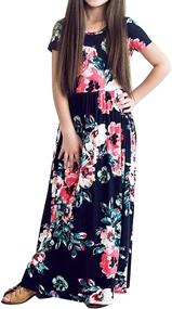 img 4 attached to LYXIOF Floral Dresses with Convenient Pockets for Girls' Casual Clothing