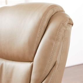 img 1 attached to 🪑 La-Z-Boy Miramar Executive Office Chair - Memory Foam Cushions, Brown Wooden Arms and Base, Taupe Color