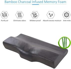 img 2 attached to 🌍 TravelEase Contour Memory Foam Pillow: Hypoallergenic Bamboo Charcoal Neck Pillow for Neck Pain Relief, Side and Back Sleepers