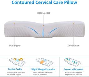 img 1 attached to 🌍 TravelEase Contour Memory Foam Pillow: Hypoallergenic Bamboo Charcoal Neck Pillow for Neck Pain Relief, Side and Back Sleepers