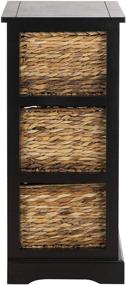 img 2 attached to 🏺 Safavieh American Homes Collection Halle Distressed Black Side Table with 3 Wicker Basket Storage