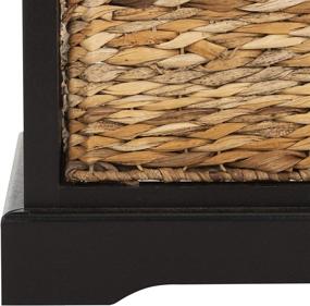 img 1 attached to 🏺 Safavieh American Homes Collection Halle Distressed Black Side Table with 3 Wicker Basket Storage