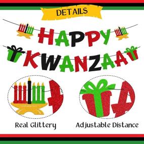 img 3 attached to 🎉 Блестящий красный черный зеленый праздничный баннер Happy Kwanzaa для африканского наследия - украшения для вечеринки в стиле праздника Happy Kwanzaa - праздничное украшение для фестиваля Happy Kwanzaa