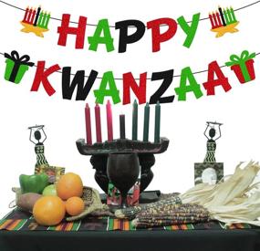 img 1 attached to 🎉 Блестящий красный черный зеленый праздничный баннер Happy Kwanzaa для африканского наследия - украшения для вечеринки в стиле праздника Happy Kwanzaa - праздничное украшение для фестиваля Happy Kwanzaa