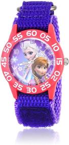 img 2 attached to 👸 Disney Kids' Frozen Elsa and Anna Watch - Purple Nylon Band - W001789