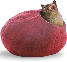 img 4 attached to 🐱 Large Premium Wool Cat Cave Bed by Le Sharma - Handmade with 100% Natural Merino Wool, Eco-friendly Felt Cat Cave for Cats and Kittens