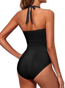 img 1 attached to 👙 Tempt Me Women Tummy Control Vintage Halter One Piece Swimsuit: Ruched Padded Bathing Suits to Flatter Your Figure