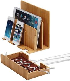 img 2 attached to G.U.S. Personalized Monogrammed Multi-Device Charging Station Dock & Organizer - Efficient Charging for Laptops, Tablets, and Phones - Eco-Friendly Bamboo - Multiple Finishes