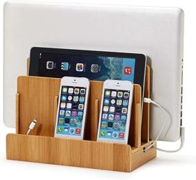 img 3 attached to G.U.S. Personalized Monogrammed Multi-Device Charging Station Dock & Organizer - Efficient Charging for Laptops, Tablets, and Phones - Eco-Friendly Bamboo - Multiple Finishes