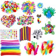 🎨 1900+ colorful pipe cleaners craft kit with wiggle googly eyes, pom poms, buttons, feathers, ice cream sticks, sequins, and more for kids diy art crafts supplies logo