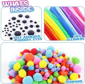 img 3 attached to 🎨 1900+ Colorful Pipe Cleaners Craft Kit with Wiggle Googly Eyes, Pom Poms, Buttons, Feathers, Ice Cream Sticks, Sequins, and More for Kids DIY Art Crafts Supplies