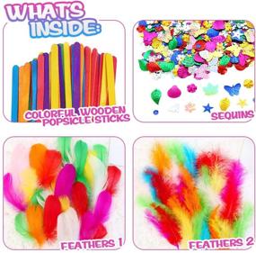 img 1 attached to 🎨 1900+ Colorful Pipe Cleaners Craft Kit with Wiggle Googly Eyes, Pom Poms, Buttons, Feathers, Ice Cream Sticks, Sequins, and More for Kids DIY Art Crafts Supplies