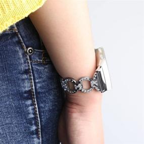 img 1 attached to 💎 Усовершенствуйте свой Fitbit Ionic с AISPORTS Stainless Steel Rhinestone Band - Silver