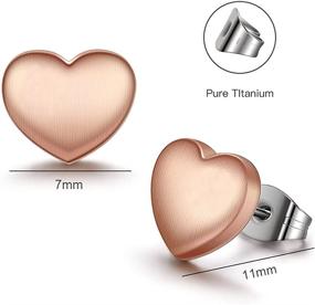 img 2 attached to 💎 Stunning Tiny Heart Stud Earrings in Gold/Rose Gold/Silver - Perfect Minimalist Titanium Helix/Rook/Cartilage Earrings for Women/Men/Girls, Includes Titanium Earring Backs