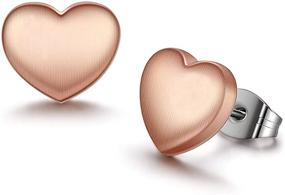 img 4 attached to 💎 Stunning Tiny Heart Stud Earrings in Gold/Rose Gold/Silver - Perfect Minimalist Titanium Helix/Rook/Cartilage Earrings for Women/Men/Girls, Includes Titanium Earring Backs