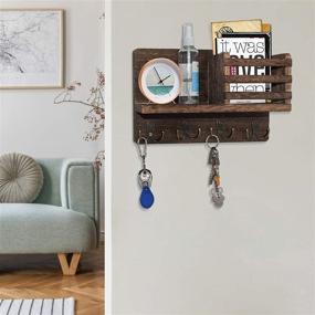 img 3 attached to 🔑 Versatile Wall-Mounted Wooden Key Holder Mail Sorter and Organizer with Floating Shelf