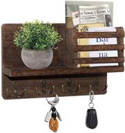 🔑 versatile wall-mounted wooden key holder mail sorter and organizer with floating shelf логотип