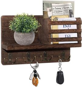 img 4 attached to 🔑 Versatile Wall-Mounted Wooden Key Holder Mail Sorter and Organizer with Floating Shelf