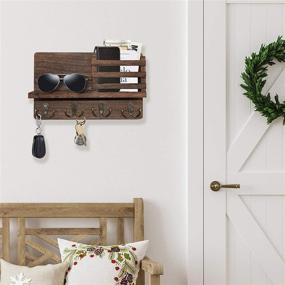 img 1 attached to 🔑 Versatile Wall-Mounted Wooden Key Holder Mail Sorter and Organizer with Floating Shelf