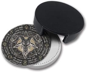 img 1 attached to 🔥 Stylish Satanic Pentagram Coasters: Premium Leather Kitchen Food Service Equipment & Supplies