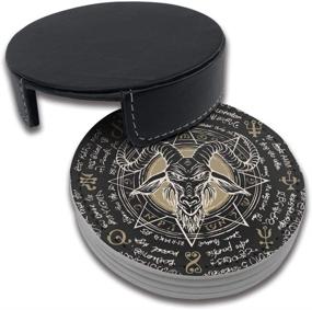 img 2 attached to 🔥 Stylish Satanic Pentagram Coasters: Premium Leather Kitchen Food Service Equipment & Supplies