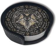 🔥 stylish satanic pentagram coasters: premium leather kitchen food service equipment & supplies logo