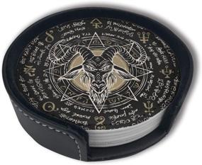 img 4 attached to 🔥 Stylish Satanic Pentagram Coasters: Premium Leather Kitchen Food Service Equipment & Supplies