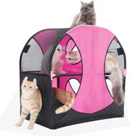 portable cat condos: foldable compound house playpen enclosures + cage bed with wheels, tent toys for indoor/outdoor kittens to rest and play logo