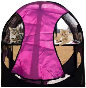 img 2 attached to Portable Cat Condos: Foldable Compound House Playpen Enclosures + Cage Bed with Wheels, Tent Toys for Indoor/Outdoor Kittens to Rest and Play