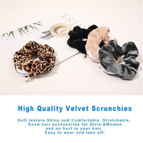 img 4 attached to Hidden Zipper Pocket Velvet Scrunchies Hair Ties Elastic Bands for Women Girls Hair Accessories Set of 4 - Great Scrunchy Gift for Friends