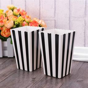 img 2 attached to 🍿 24pcs NUOLUX Popcorn Boxes: Stylish Paper Containers with White/Black Stripes