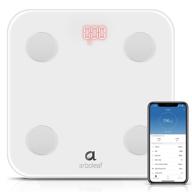 📊 arboleaf body weight scale with bmi, wi-fi bluetooth body fat scale, 14 body composition analysis sync with fitness apps, up to 400lbs capacity, white logo