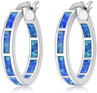 💎 hypoallergenic gemstone earrings for sensitive ears - cinily 20mm sterling silver/rose gold/yellow gold plated hoop earrings with multicolor opal for women girls logo