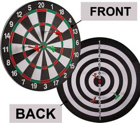 img 3 attached to 🎯 Dart Board Set - Double-Sided 15 Inch Dartboard Game | 6 Brass-Plastic Darts Included | Ideal for Man Caves, Adults, Teens, Bars, Arcades, Billiard Rooms, Parties, Offices, and Family Leisure Sports