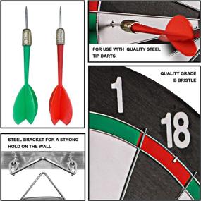 img 2 attached to 🎯 Dart Board Set - Double-Sided 15 Inch Dartboard Game | 6 Brass-Plastic Darts Included | Ideal for Man Caves, Adults, Teens, Bars, Arcades, Billiard Rooms, Parties, Offices, and Family Leisure Sports