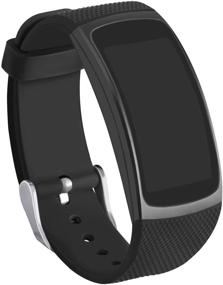 img 4 attached to Запасные ремешки GHIJKL Compatible Gear Fit2: высококачественный силиконовый ремешок для трекера Samsung Gear Fit 2 & 2 Pro (Новый черный) - лучшее качество и идеальная посадка.