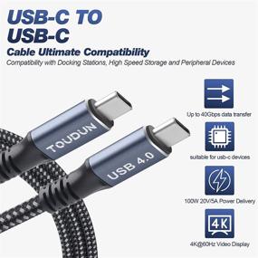 img 2 attached to TOUDUN USB 4 Кабель Thunderbolt 4/3 с передачей данных на 100 Вт с скоростью 40 Гбит/с, Видео 8K@30Hz 5K@60Hz | Кабель USB C to USB C для быстрой зарядки | Совместим со стандартами Thunderbolt 4, USB4, Thunderbolt 3, USB-C (1,2 м)