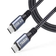 toudun usb 4 кабель thunderbolt 4/3 с передачей данных на 100 вт с скоростью 40 гбит/с, видео 8k@30hz 5k@60hz | кабель usb c to usb c для быстрой зарядки | совместим со стандартами thunderbolt 4, usb4, thunderbolt 3, usb-c (1,2 м) логотип