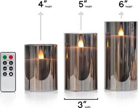 img 2 attached to 🕯️ WYZworks Flameless Candles - Set of 3, LED Metallic Mirrored Tinted Grey Glass, Flickering, Dimmable, with Remote Control