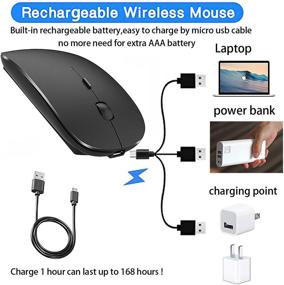 img 1 attached to 🖱️ Wireless Rechargeable Mouse for MacBook Air, MacBook Pro, Mac, iMac, Laptop, Chromebook, Win8/10, Desktop Computer - Black