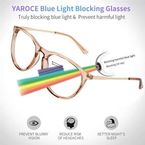 img 3 attached to 👓 Stylish Round Blue Light Blocking Glasses for Women Men, Yaroce Anti Glare UV Digital Eye Strain Computer Glasses - Light Brown Crystal, Ideal for Gaming