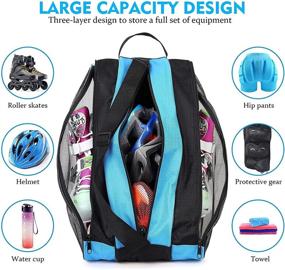 img 1 attached to 🛼 Unisex Roller Skate Bag - Adjustable Shoulder Strap Ice Skate Bag - Breathable Oxford Cloth Storage Bag for Skating Shoes - Odor-Free Roller Skate Accessories