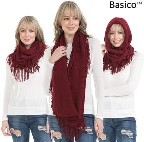 img 2 attached to 🧣 Winter Infinity Scarfs for Women - BASICO Warm Knit Plaid Circle Loop Scarves