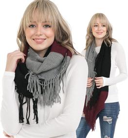 img 3 attached to 🧣 Winter Infinity Scarfs for Women - BASICO Warm Knit Plaid Circle Loop Scarves