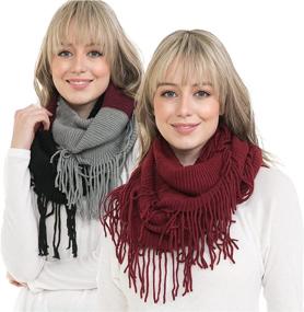 img 4 attached to 🧣 Winter Infinity Scarfs for Women - BASICO Warm Knit Plaid Circle Loop Scarves