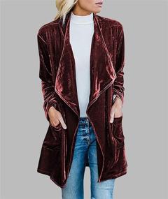 img 2 attached to 👚 SEMATOMALA Women's Velvet Blazer Jacket Suit with Pockets - Long Sleeve Open Front Cardigan Coat for Outerwear