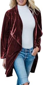 img 3 attached to 👚 SEMATOMALA Women's Velvet Blazer Jacket Suit with Pockets - Long Sleeve Open Front Cardigan Coat for Outerwear