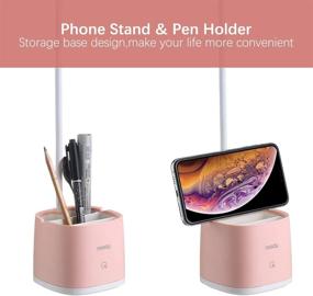 img 1 attached to Miady 2-Pack LED Desk Lamp with Pen & Phone Holder, Makeup Mirror, Battery Operated Adjustable Desk Lamp, Portable Reading Table Lamp for Kids (White+Pink)