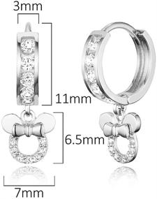 img 3 attached to Stunning 925 Sterling Silver Rhodium Plated Channel CZ Mouse Baby Girl Hoop Huggie Earrings – Perfect Blend of Elegance and Cuteness!